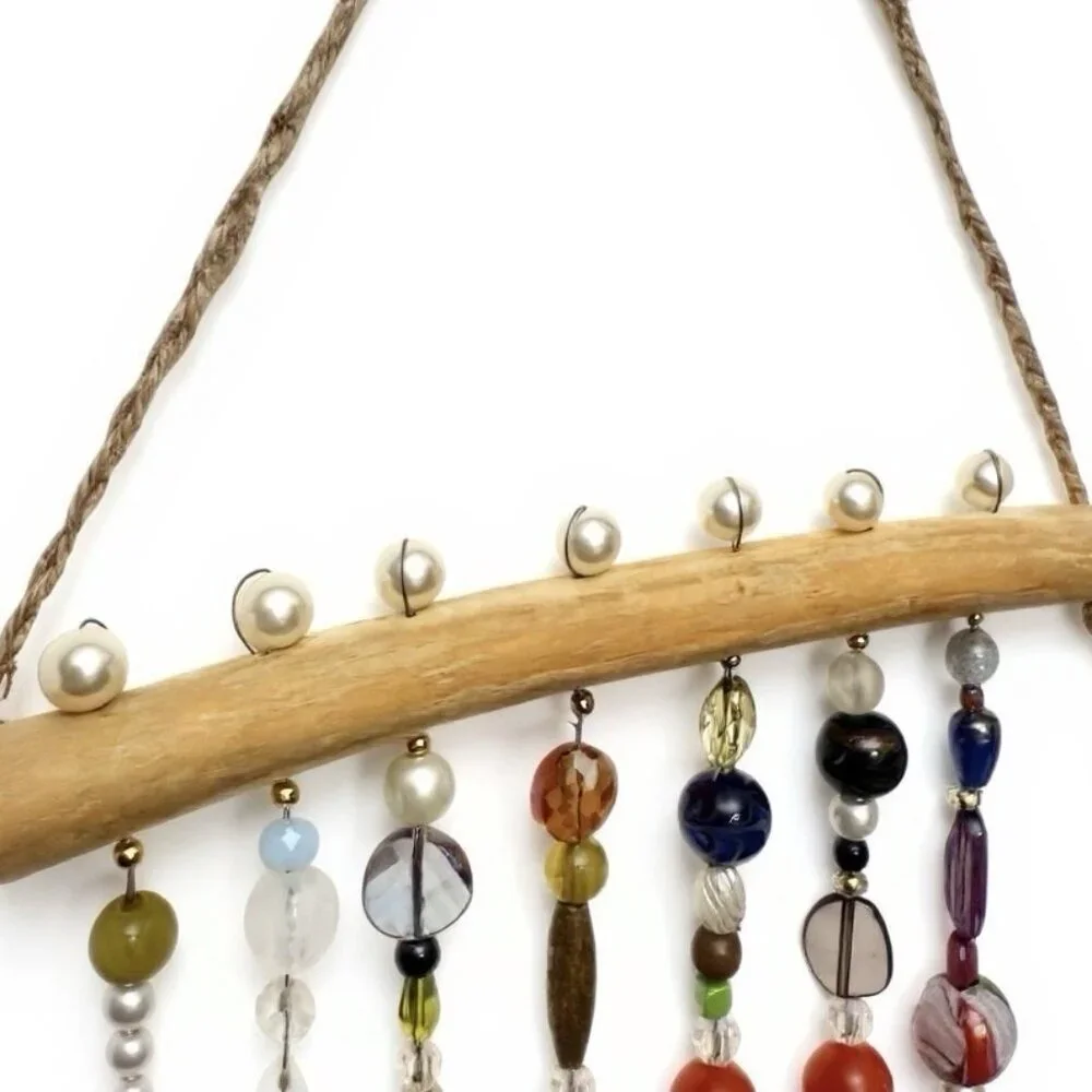 REIMAGINED Glass Bead Wind Chime Suncatcher Brass Bells